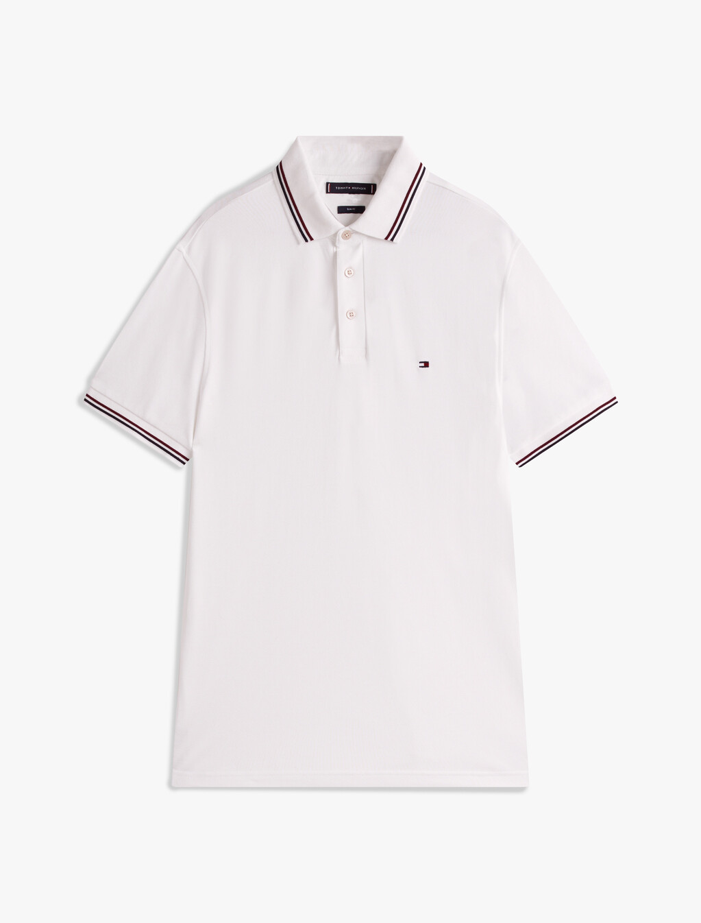 Tipped Slim Polo, White, hi-res