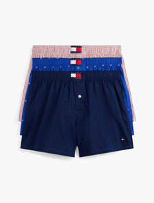 3-Pack Heritage Print Woven Boxer Shorts, Prp Nvy/Flg Nob Blu/Mni Stp, hi-res