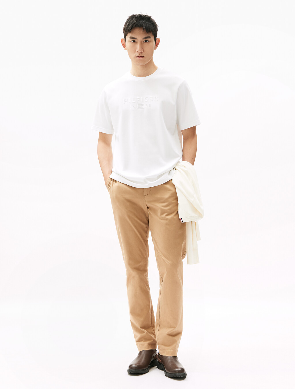 UV Cooling Embossed Logo Pique T-Shirt, White, hi-res