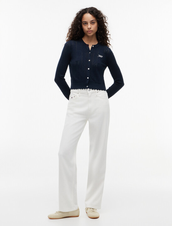 Slim Pointelle Flag Cardigan