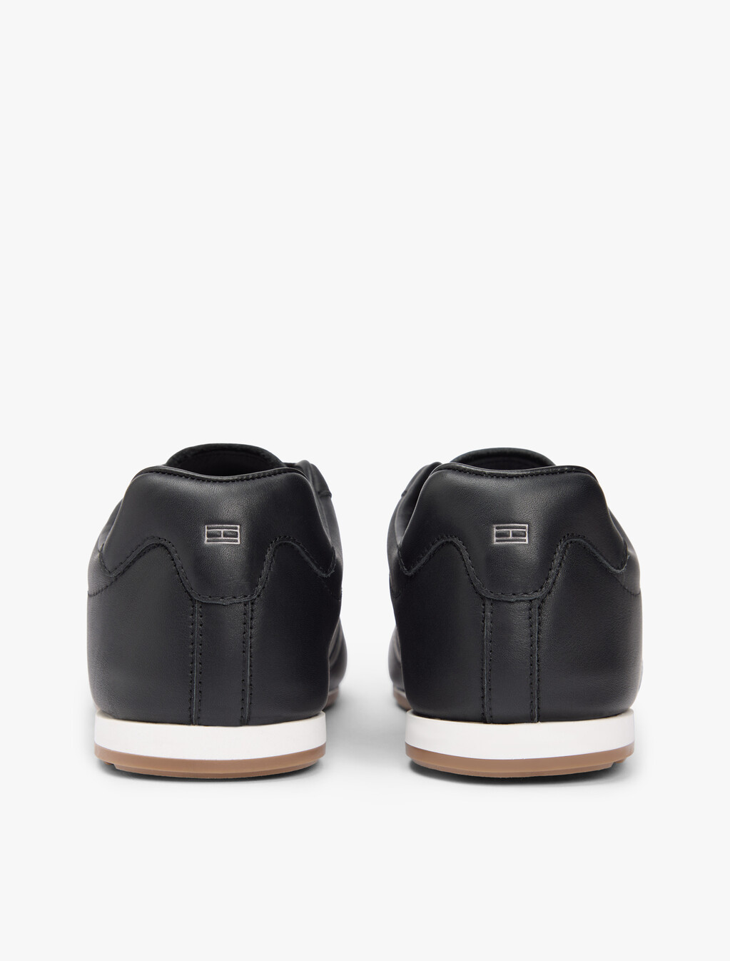 Low Profile Logo Leather Trainers, Black, hi-res