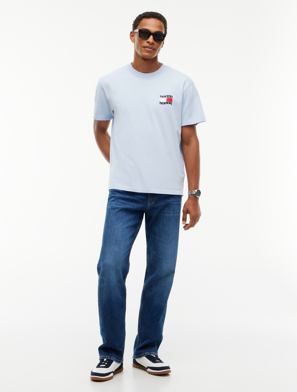 Wavy Flag Back Logo Relaxed T-Shirt, Sky Blue, hi-res