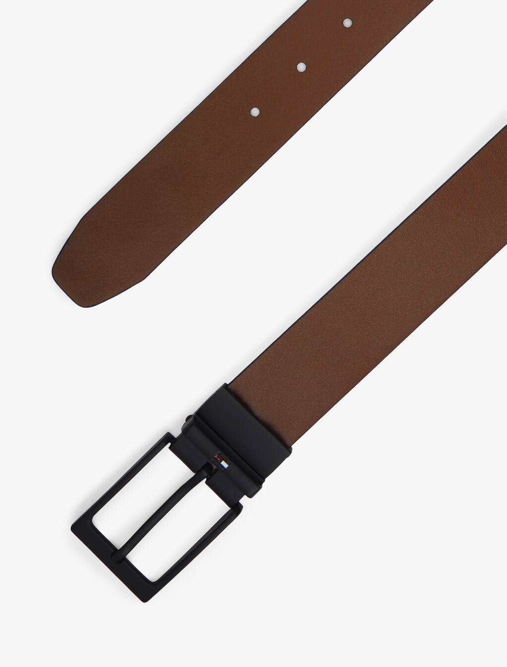 Rectangular Buckle Reversible Leather Belt, Space Blue, hi-res