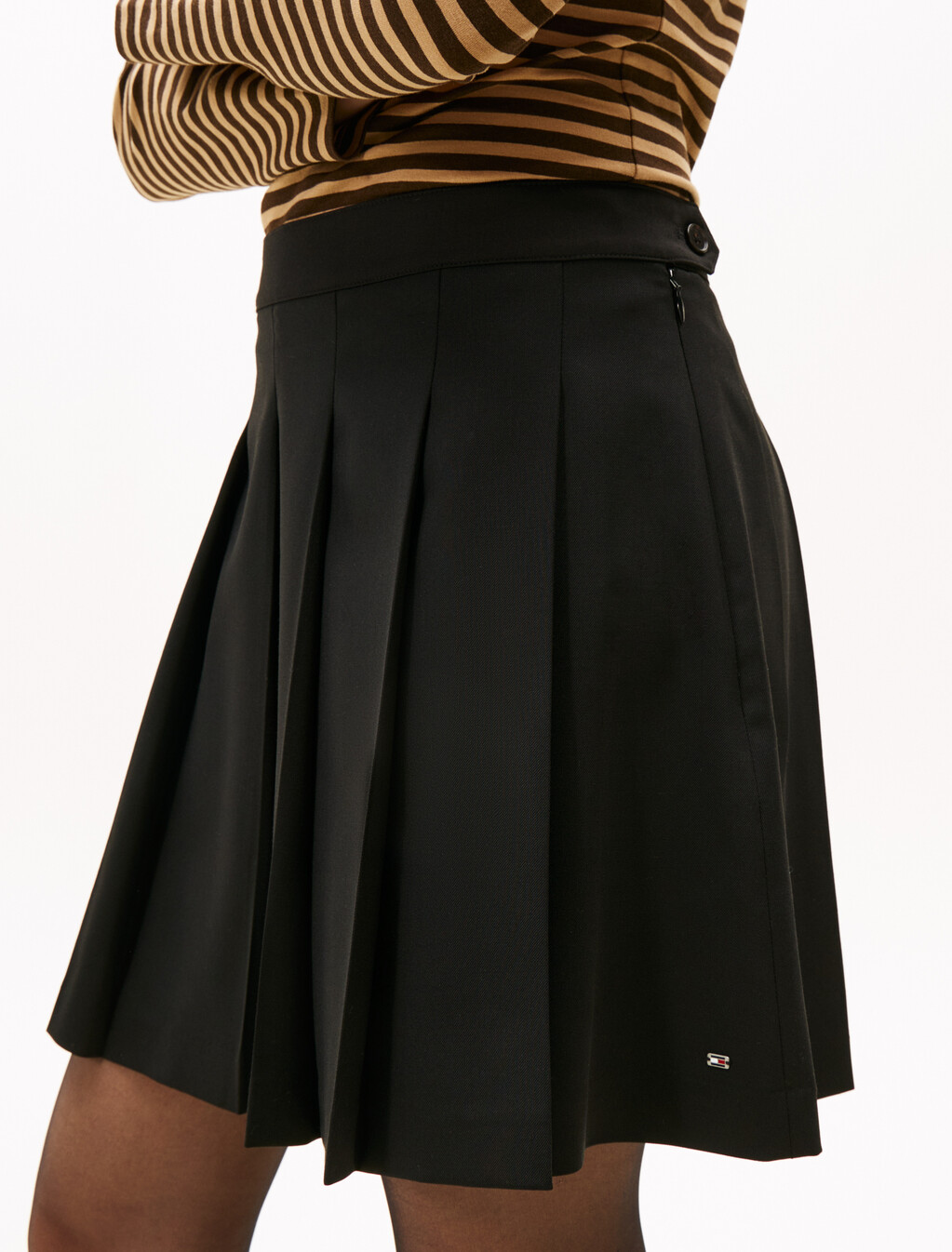 Timeless Wool Blend Pleated Mini Skirt, Black, hi-res