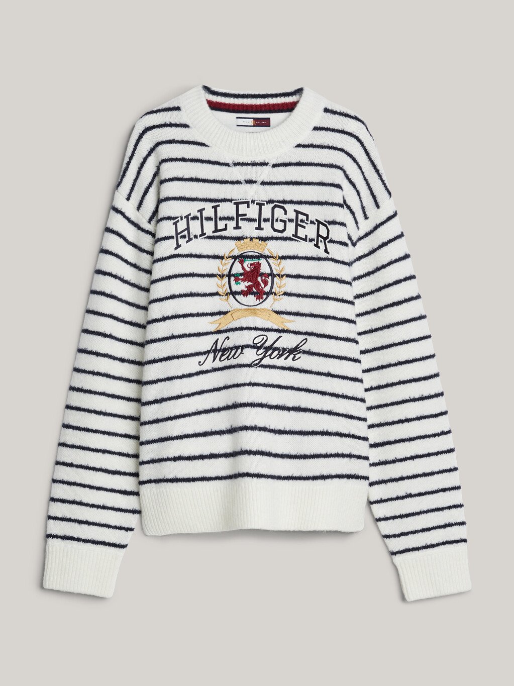 Breton Stripe Crest Relaxed Jumper, Blue Stripe, hi-res