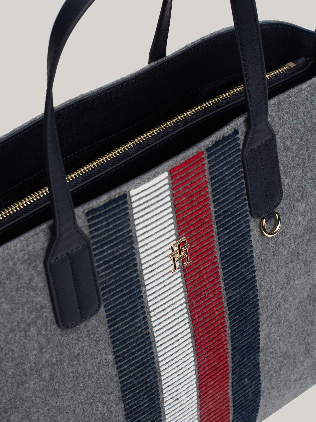 TH Monogram Wool Blend Tote, Mid Grey Heather, hi-res