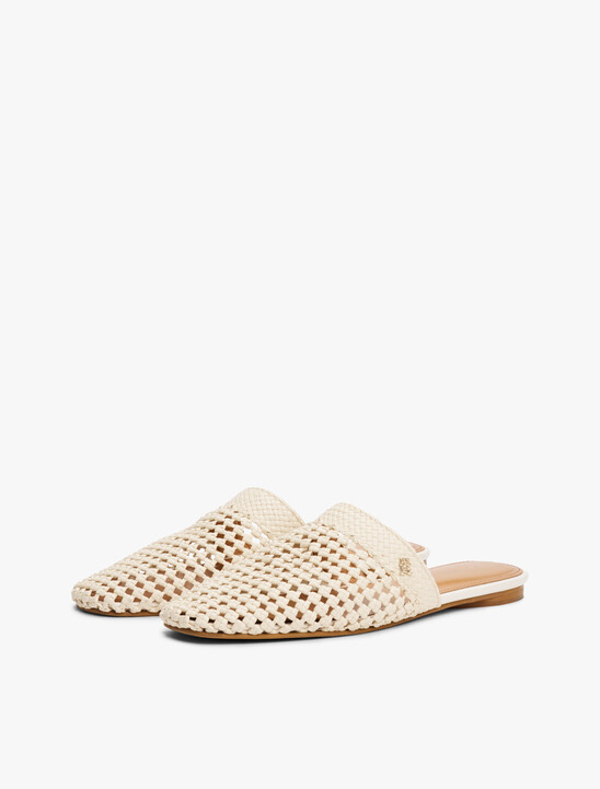 Crochet TH Monogram Plaque Mules