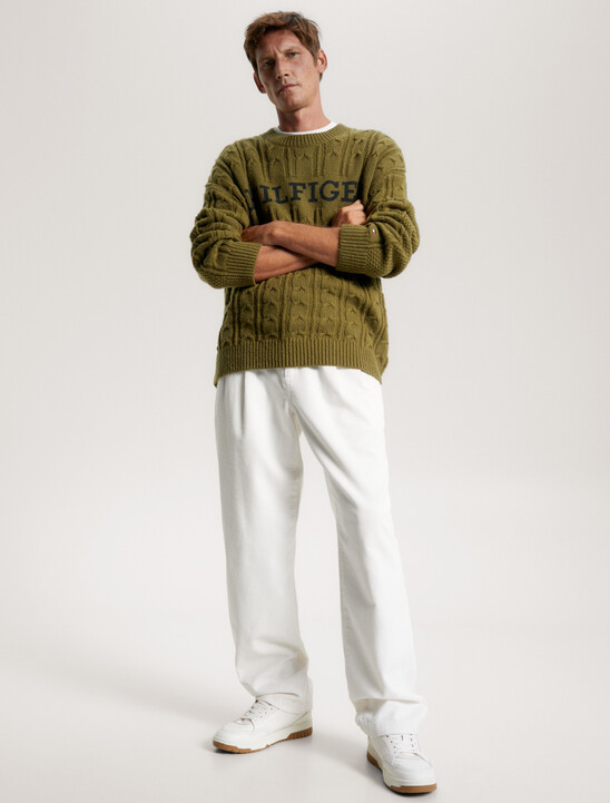 Hilfiger Monotype Cable Knit Oversized Jumper