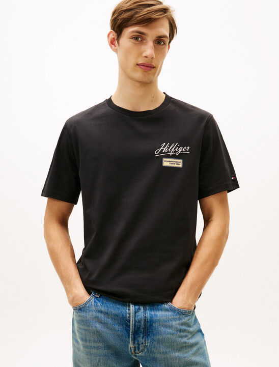 Textured Logo Crew Neck T-Shirt