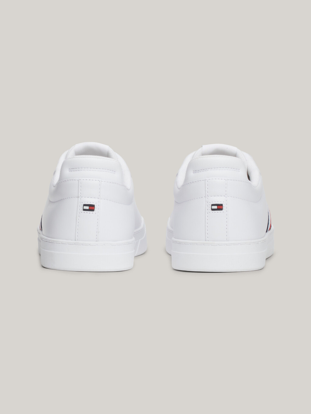 Leather Signature Tape Court Trainers, White, hi-res