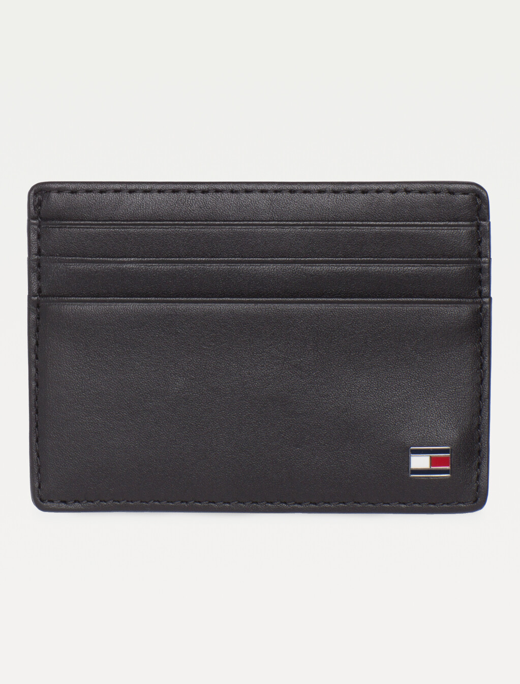 Embossed Logo Leather Card Holder, Black, hi-res