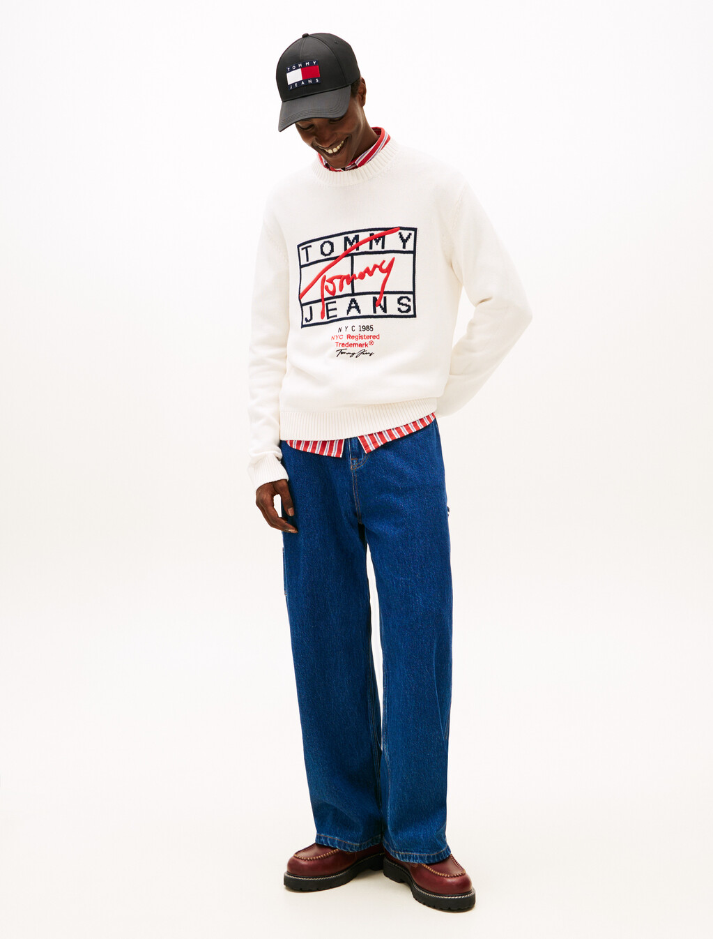 Tommy Flag Signature Sweater, Ancient White, hi-res