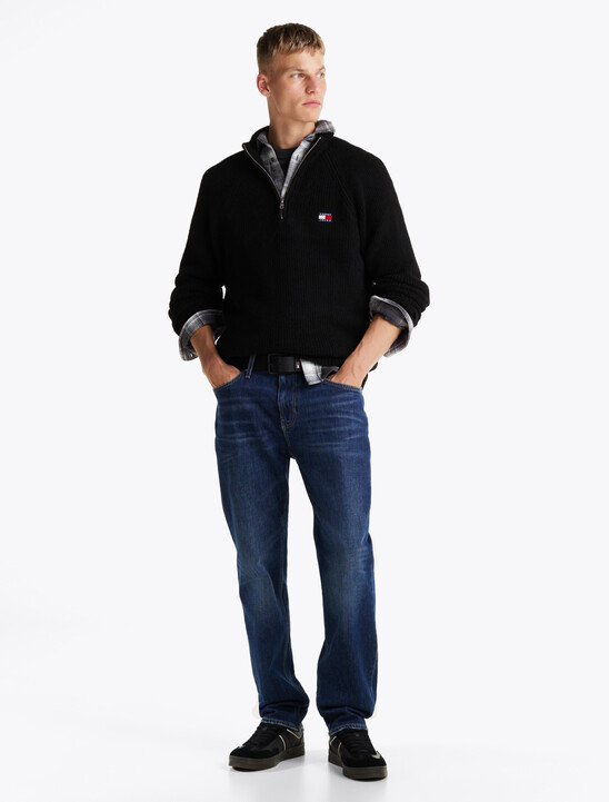Rib Knit Zip Collar Sweater