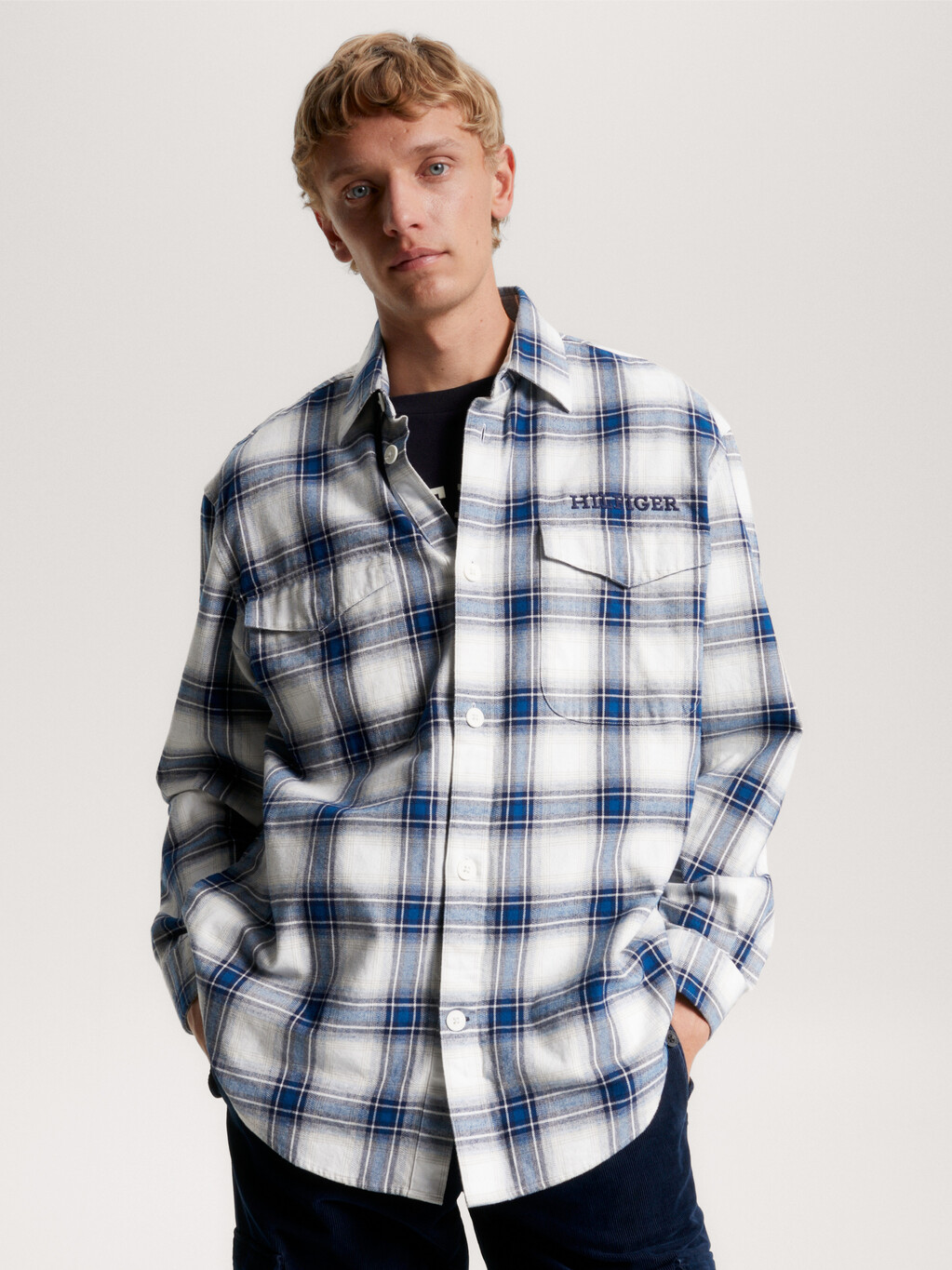 Shadow Check Archive Fit Overshirt, Carbon Navy / Multi, hi-res