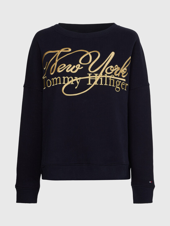 METALLIC EMBROIDERY RELAXED SWEATSHIRT