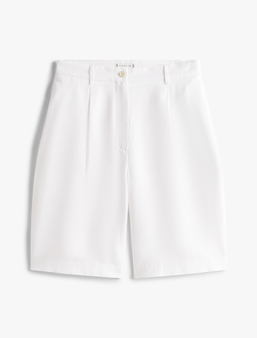 Wide Leg Bermuda Shorts With Linen, Th Optic White, hi-res