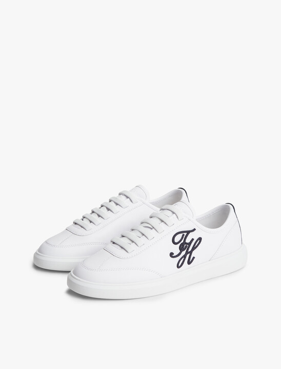 Logo Lightweight Leather Court Trainers