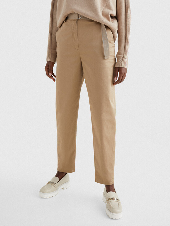BELTED WAIST TAPERED LEG CHINOS