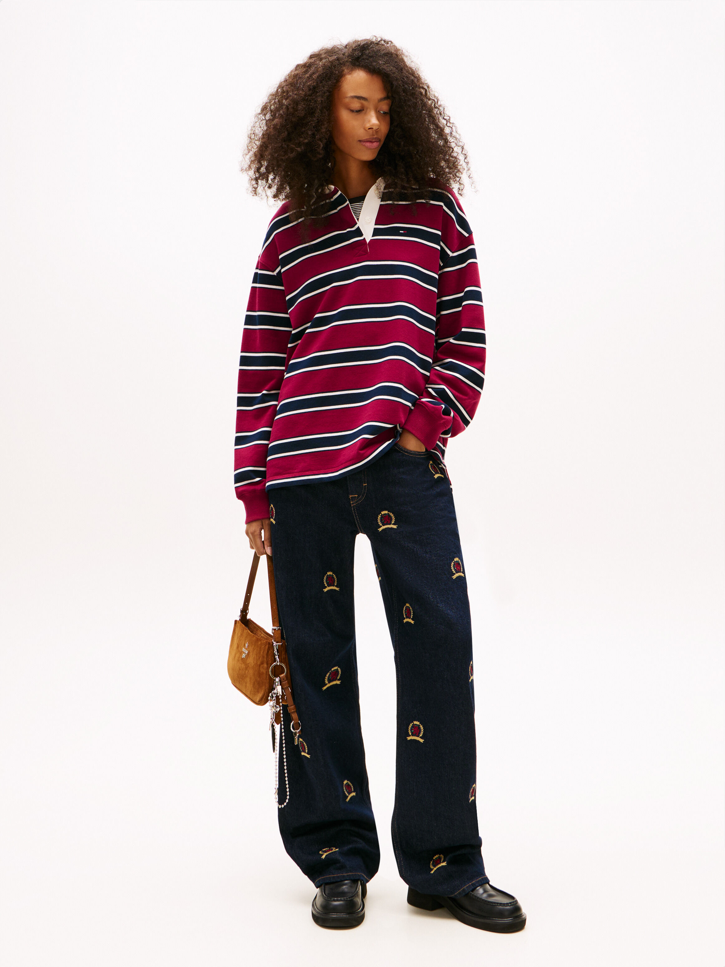 Relaxed Stripe Rugby Shirt | red | Tommy Hilfiger Singapore