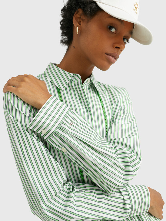 STRIPE MIDI SHIRT DRESS