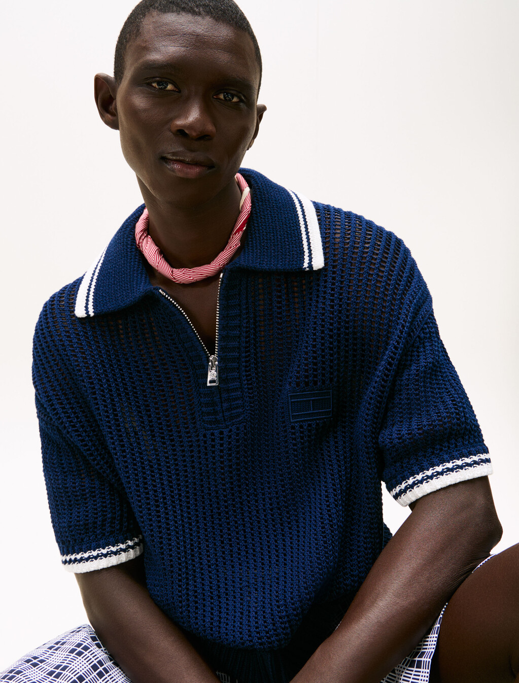 The Runway Collection Regular Mesh Polo Shirt, Carbon Navy, hi-res