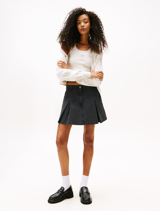 Canvas Mini Pleated Skirt