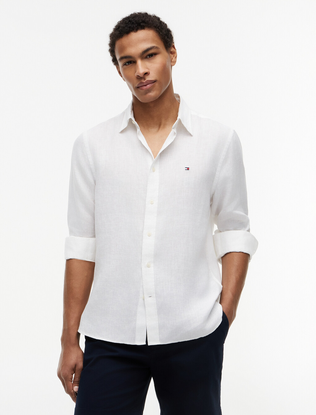 Asia Fit Pigment Dyed Shirt, White, hi-res