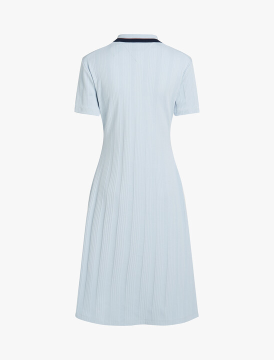 Rib Knit Polo Midi Dress, Breezy Blue Rib Knit Polo Midi Dress