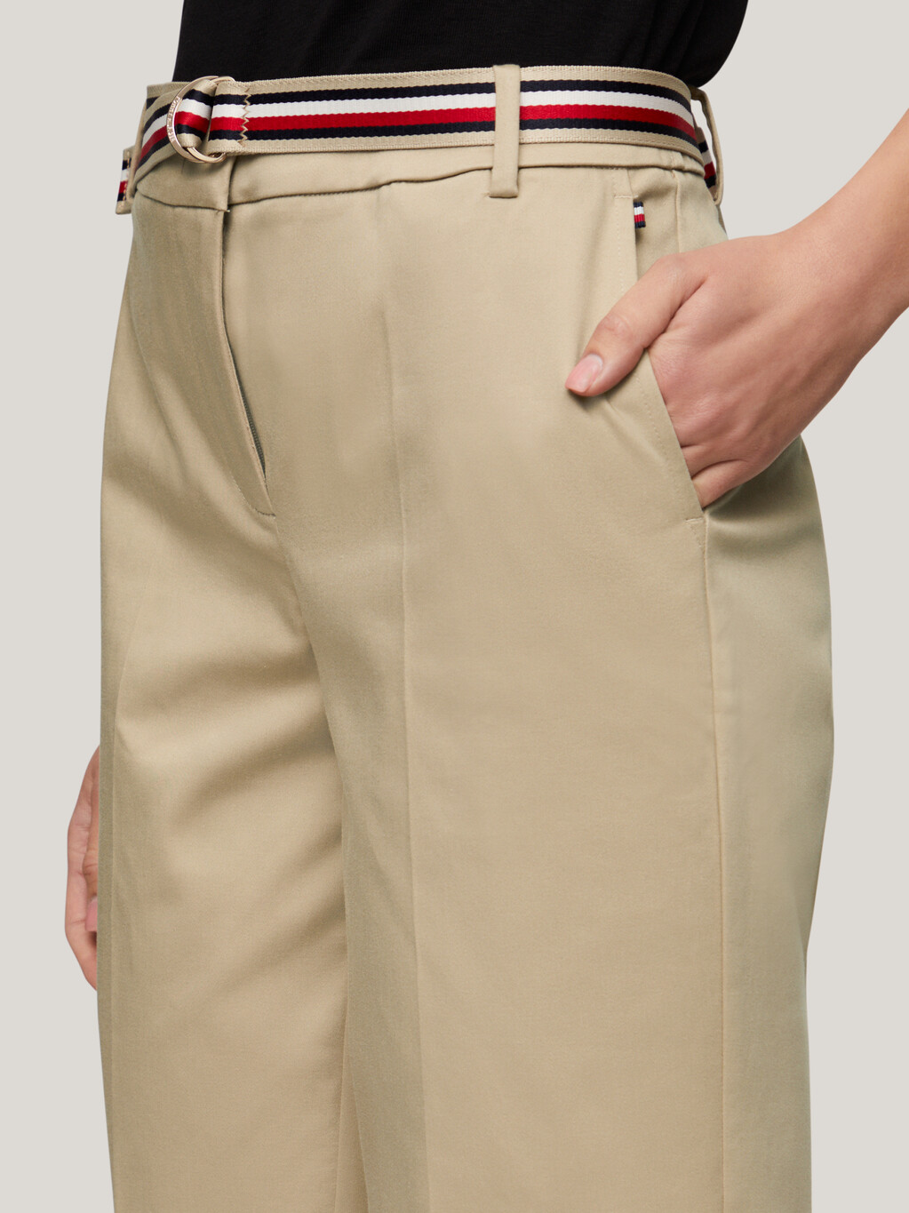 Belted Bermuda Shorts, Beige, hi-res