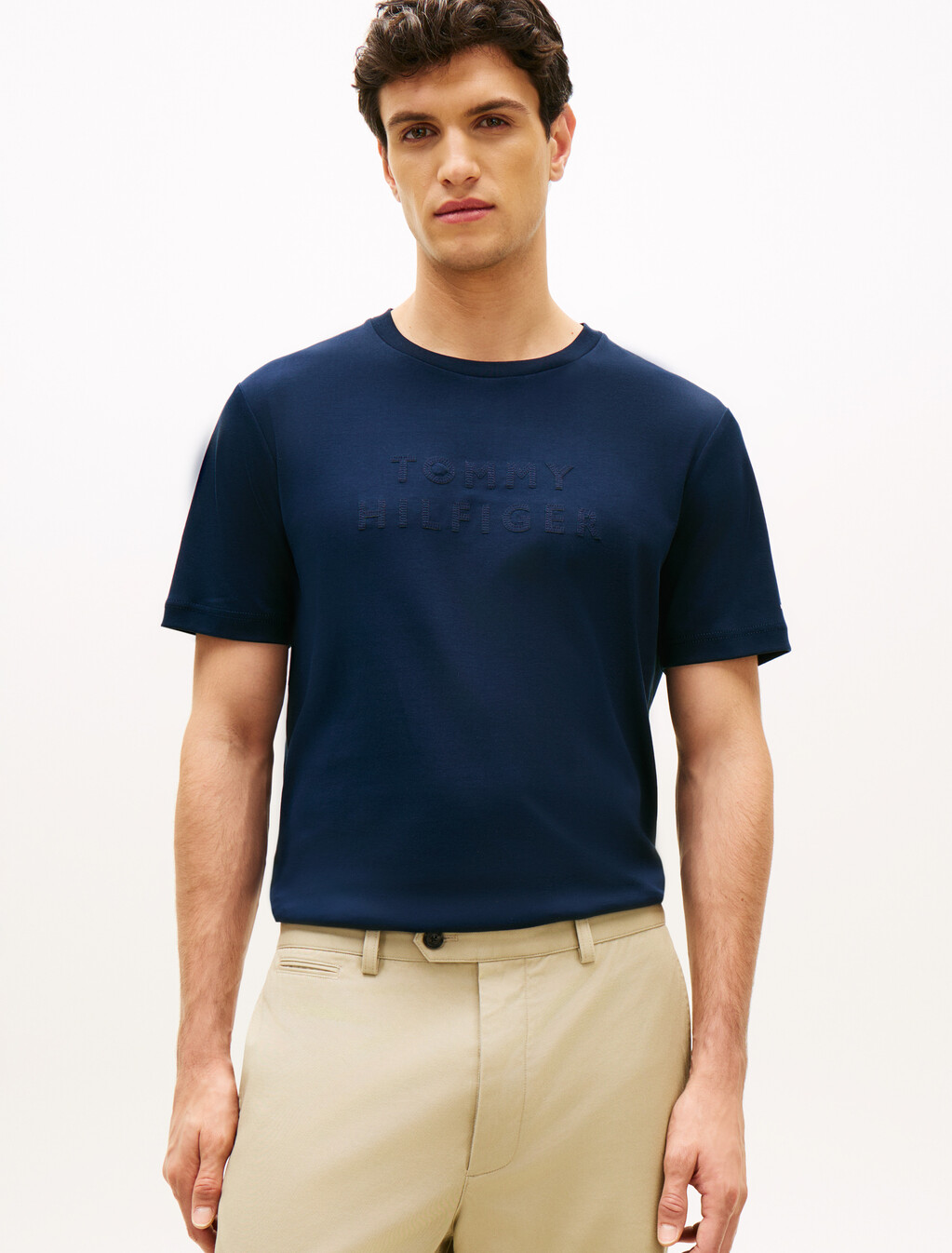 Tonal Logo Interlock Knit T-Shirt, Carbon Navy, hi-res