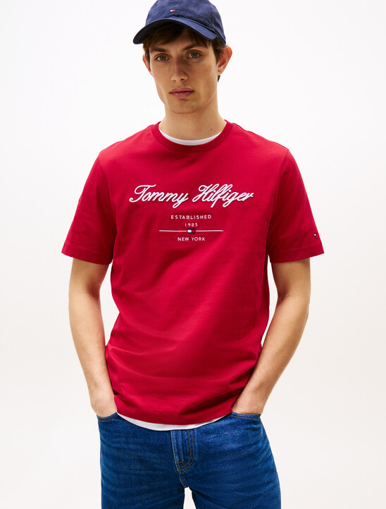Exclusive Script Logo Jersey T-Shirt, Medium Red Exclusive Script Logo Jersey T-Shirt