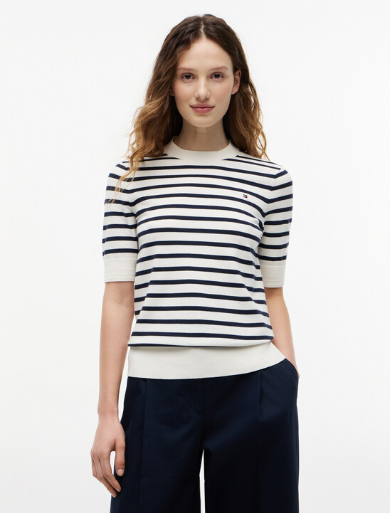 Fine Knit Jersey Short Sleeve Jumper