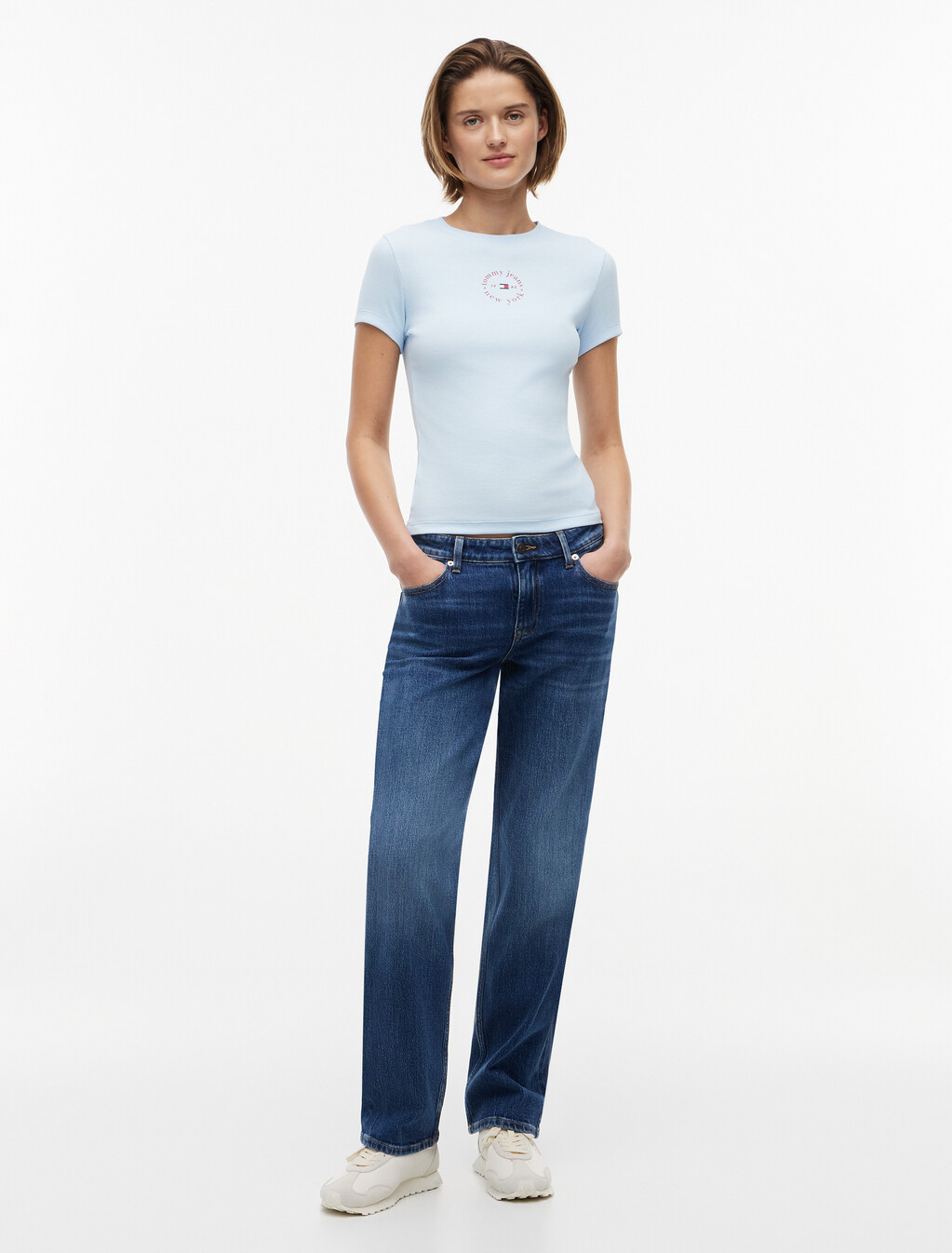 Essential Logo Slim Rib Knit T-Shirt, Kingly Blue, hi-res