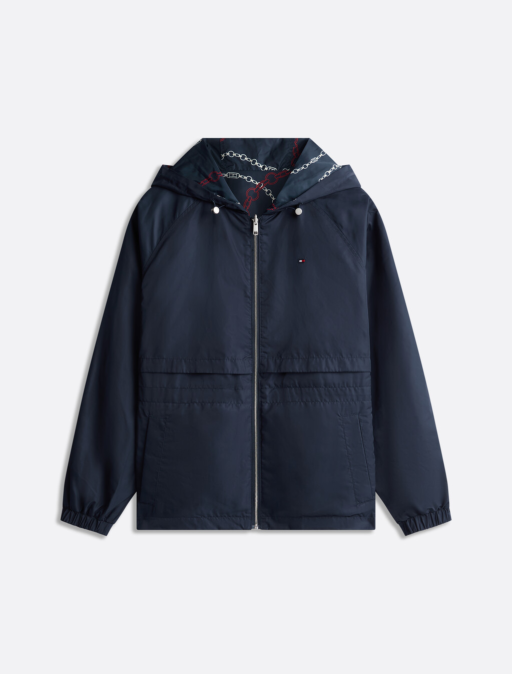 Chain Print Reversible Windbreaker, Flag Chain Wavy/ Navy, hi-res