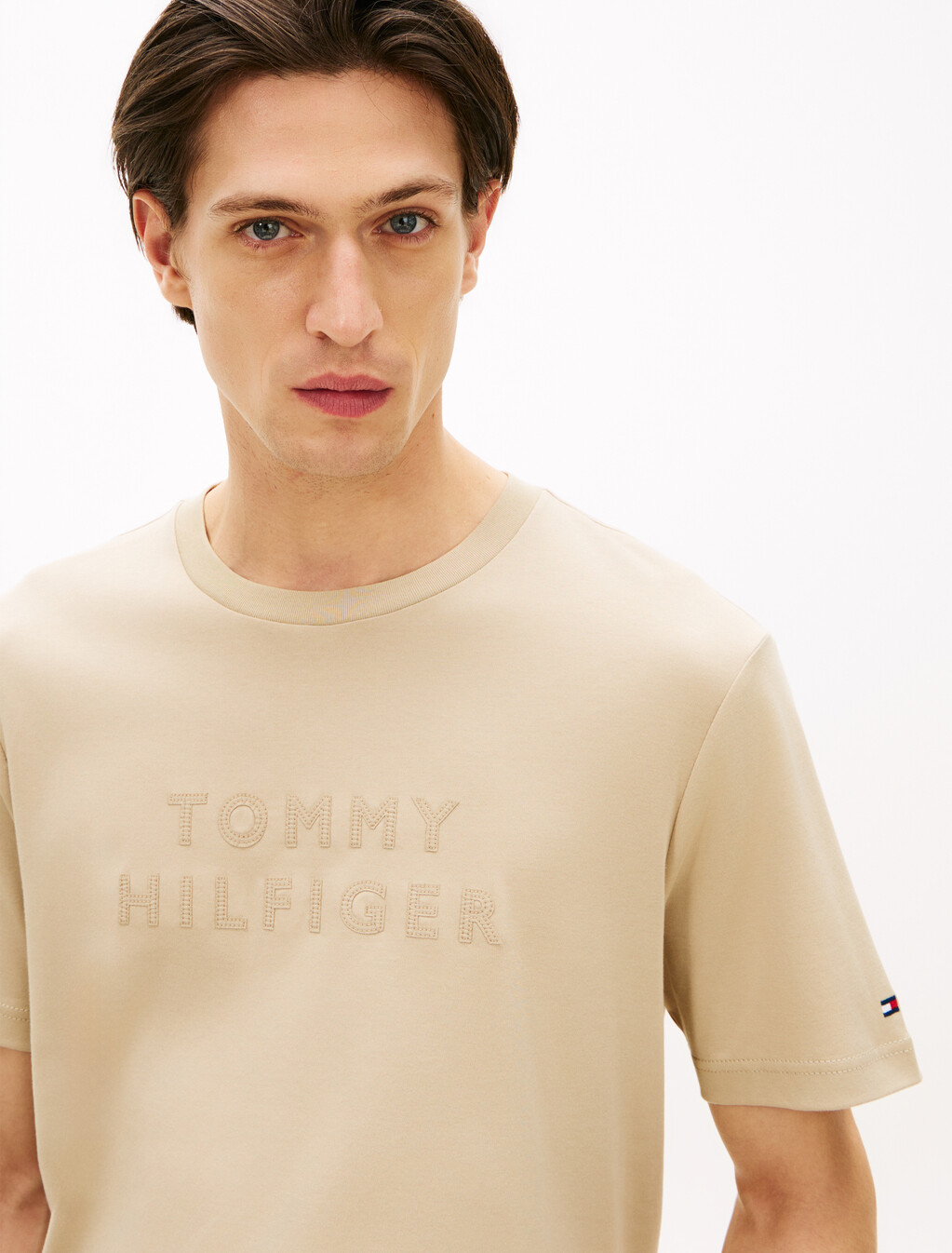 Tonal Logo Interlock Knit T-Shirt, Sandalwood, hi-res