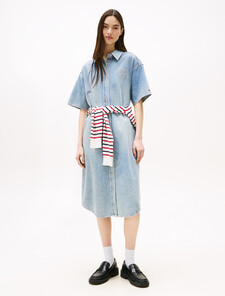 Relaxed Midi Denim Shirt Dress, Denim Light, hi-res