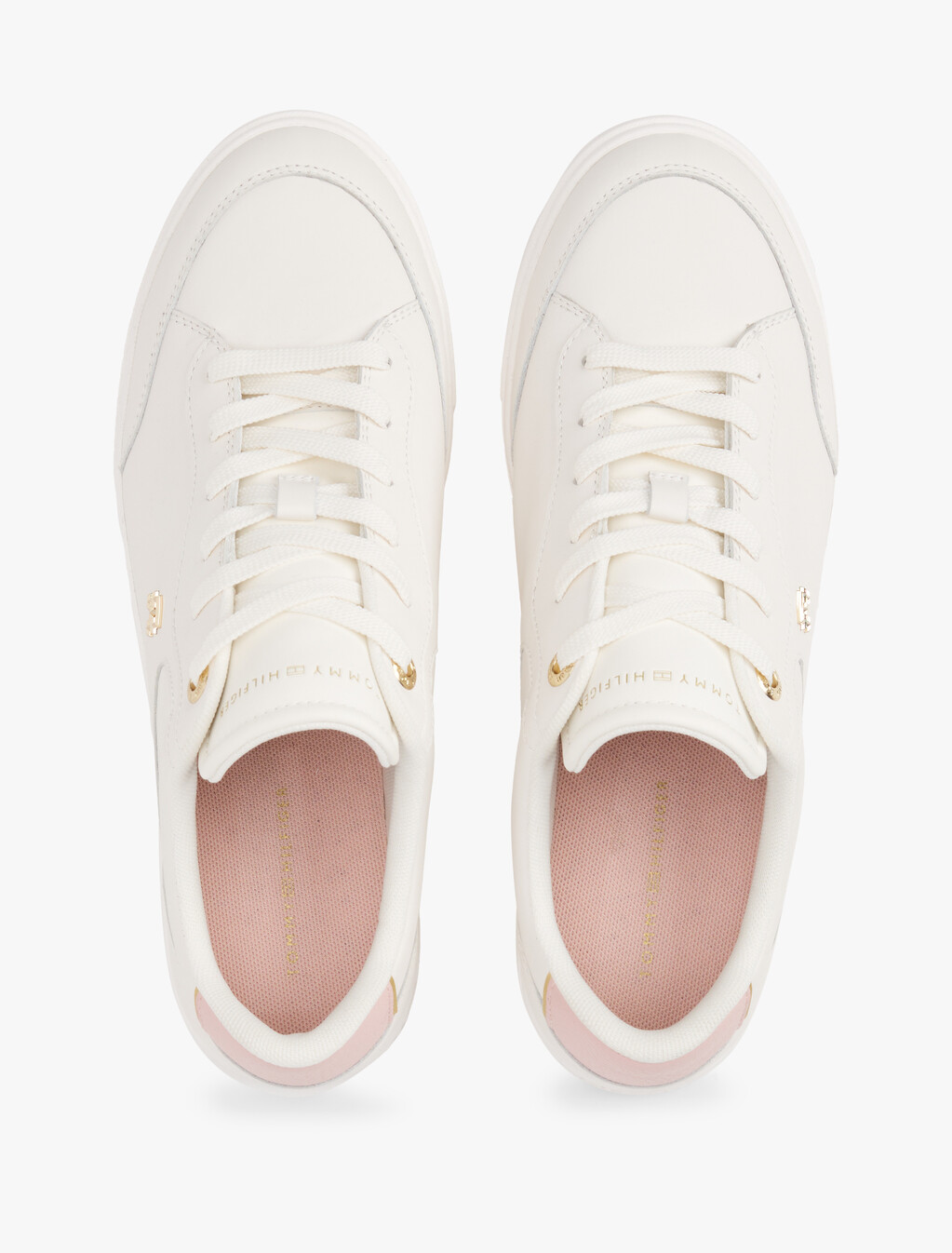 TH Monogram Leather Court Trainers, Ancient White, hi-res