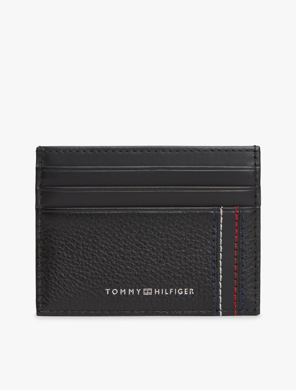 Logo Leather Credit Card Holder, Black, hi-res