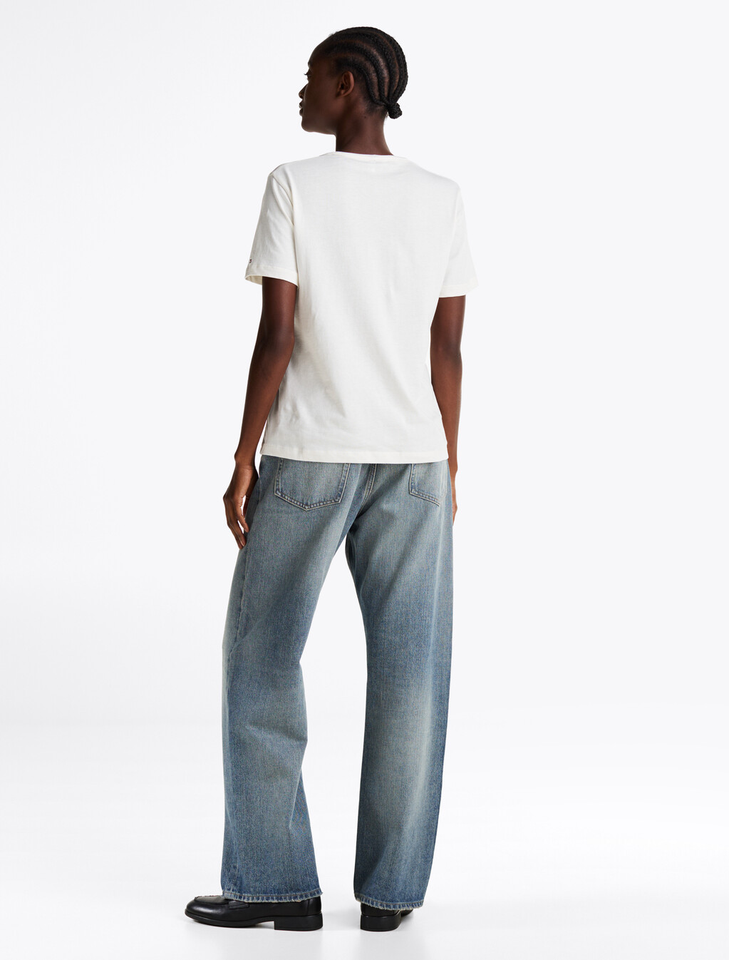 Contrast Trim Crew Neck T-Shirt, Ancient White, hi-res