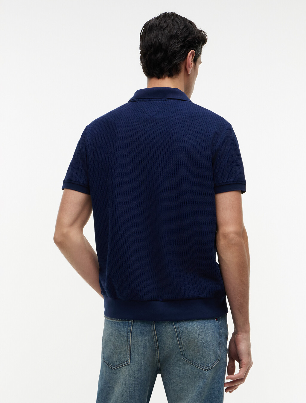Regular Fit Jacquard Polo Shirt, Carbon Navy, hi-res