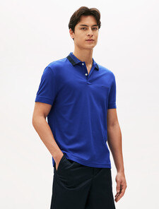 Interlock Contrast Collar Polo, Wedge Blue, hi-res