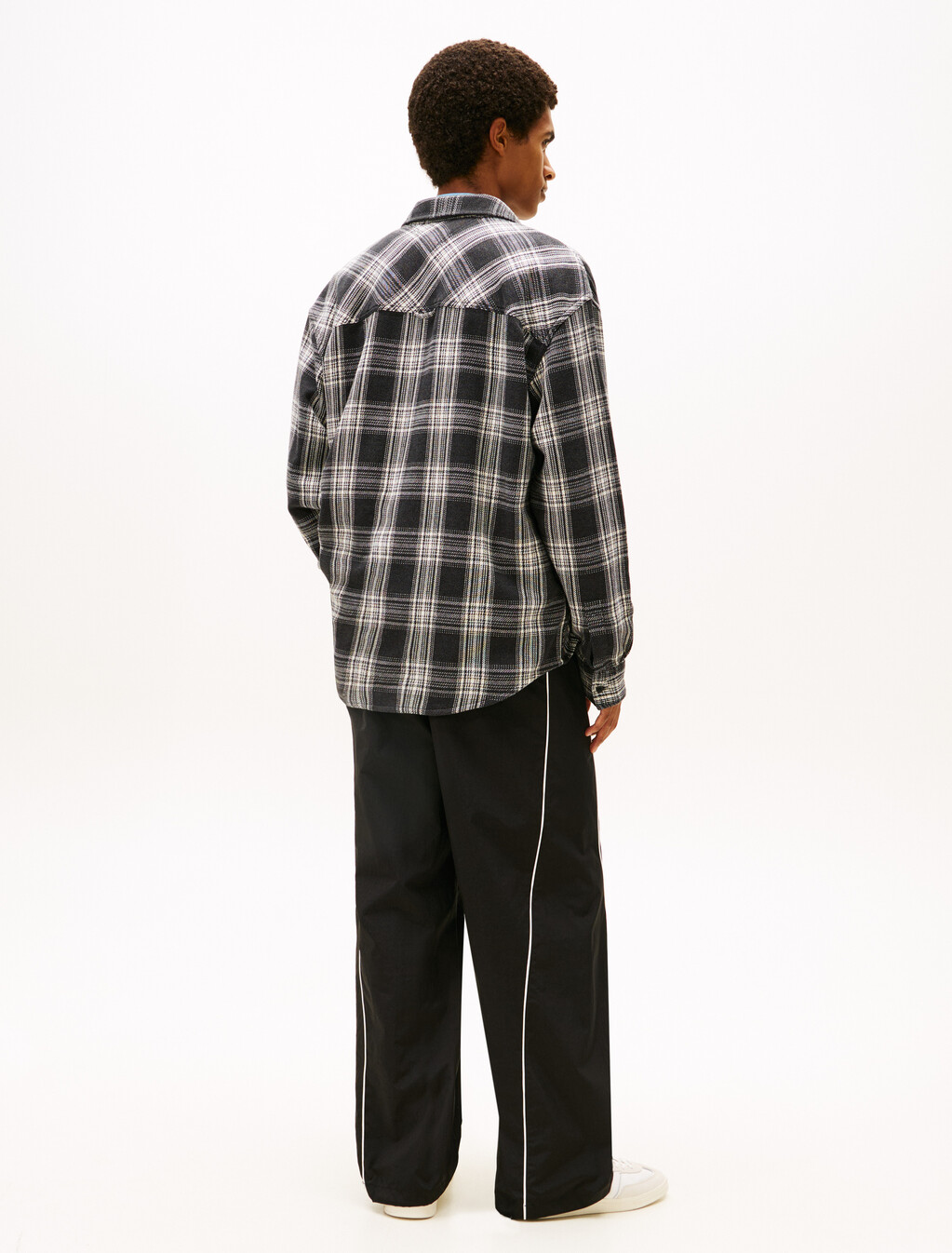 Classic Plaid Relaxed Brushed Overshirt, Black/Check, hi-res