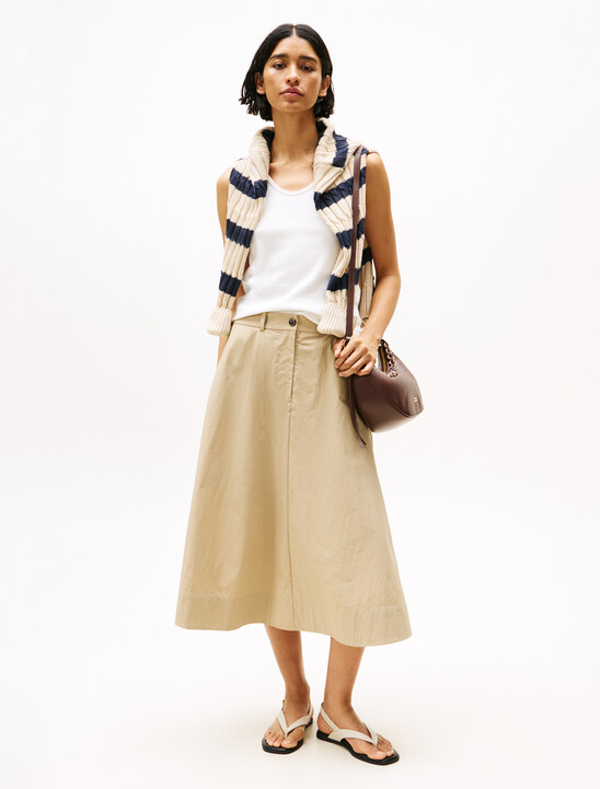 Asia Fit Nylon Chino Midi Skirt