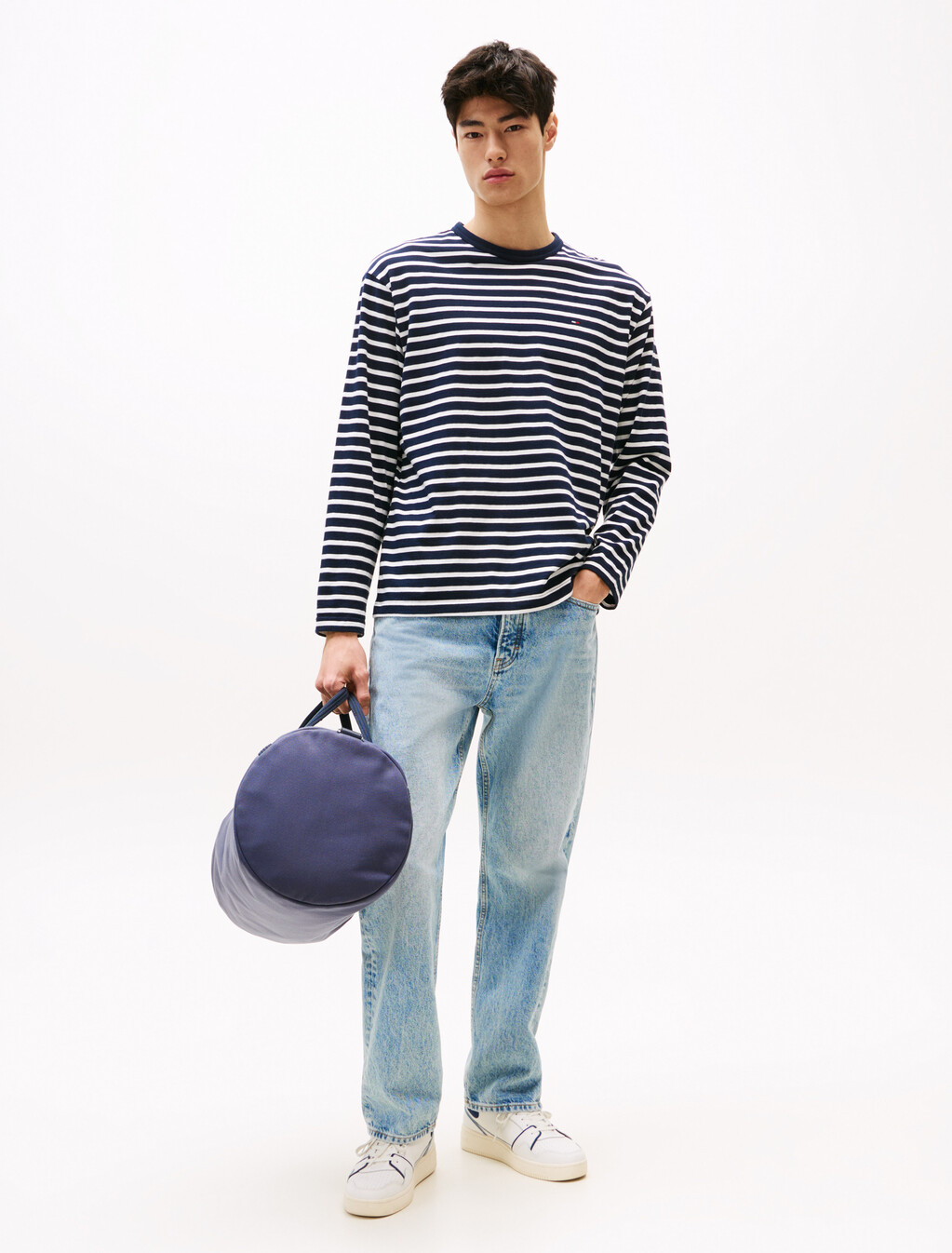 Breton Stripe Slim Long Sleeve T-Shirt, Dark Night Navy Stripe, hi-res