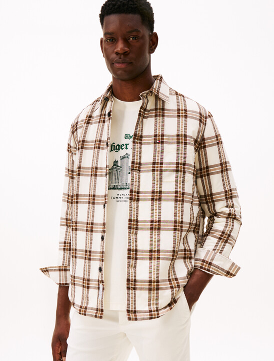 Relaxed Fit Padded Seersucker Overshirt
