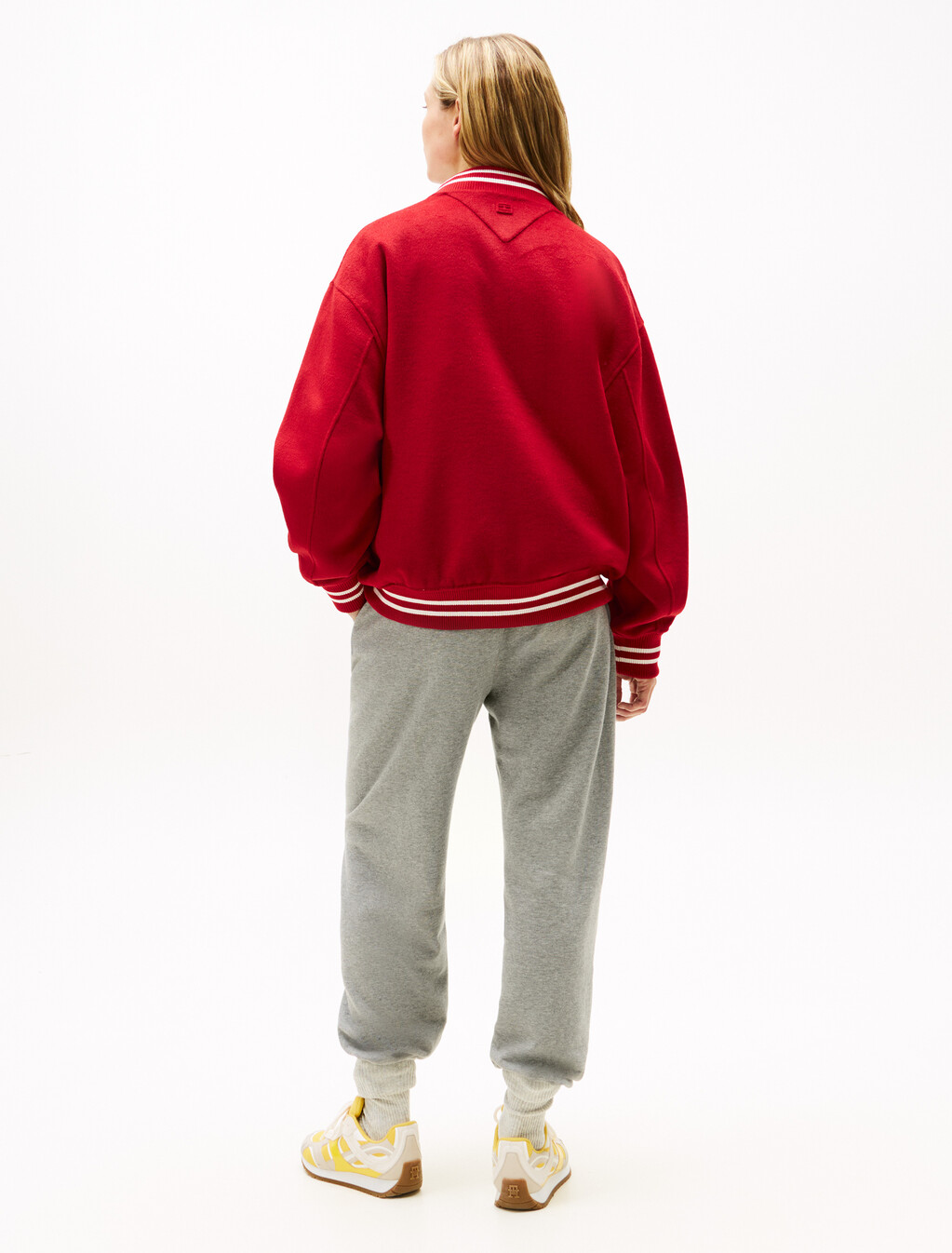 Double-Faced Wool Blend Bomber Jacket, Primary Red, hi-res