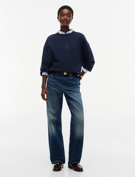 Tonal Crest Terry Relaxed Sweatshirt