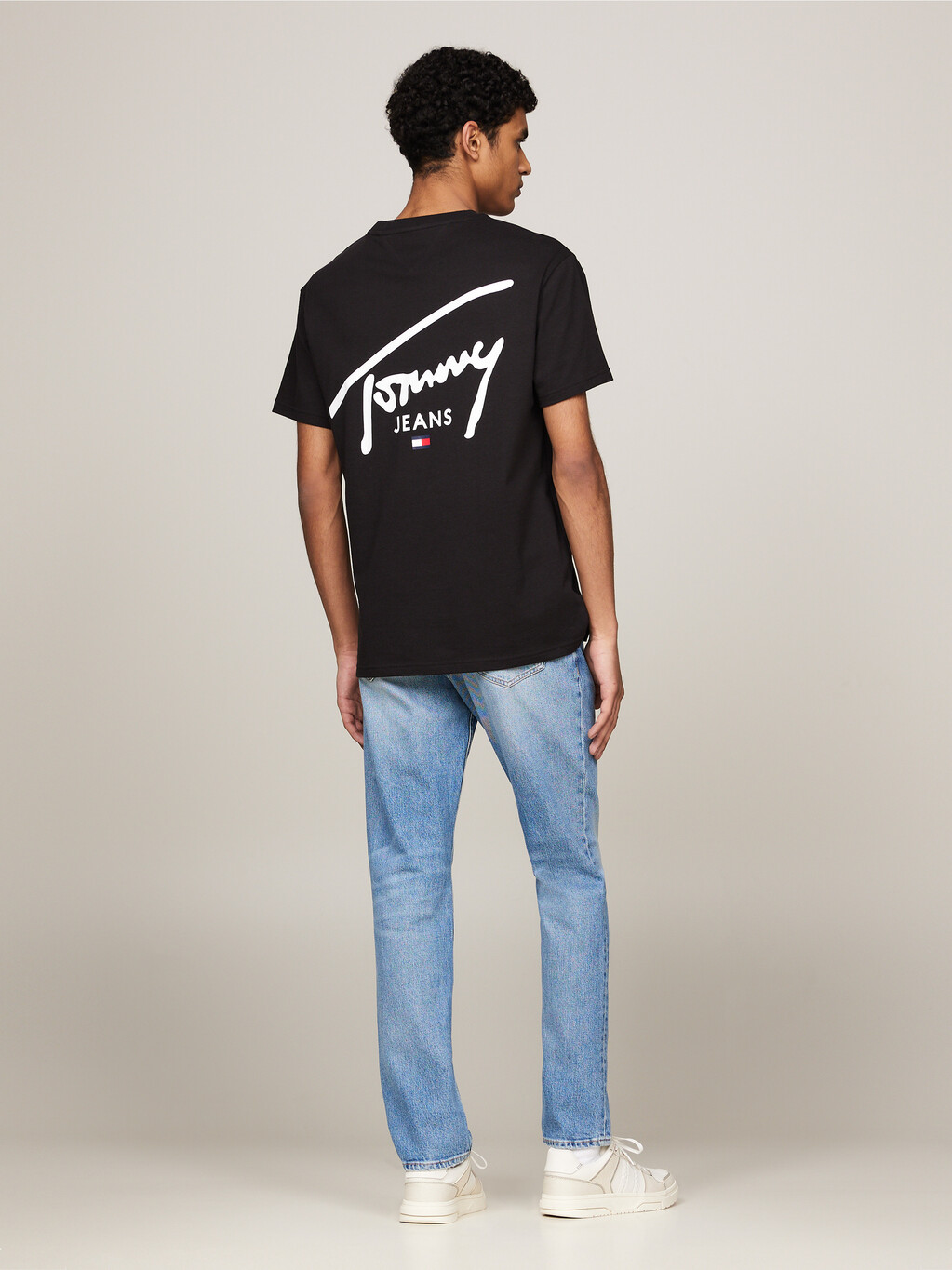 Signature Logo Crew Neck T-Shirt, Black, hi-res