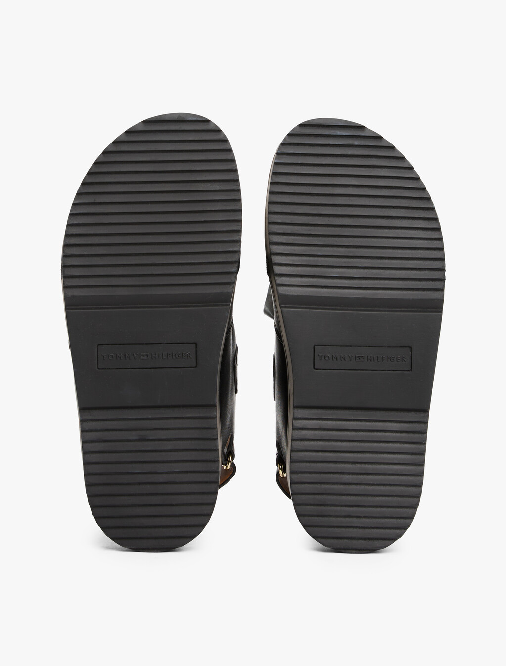 TH Monogram Leather Cleat Sandals, Black, hi-res