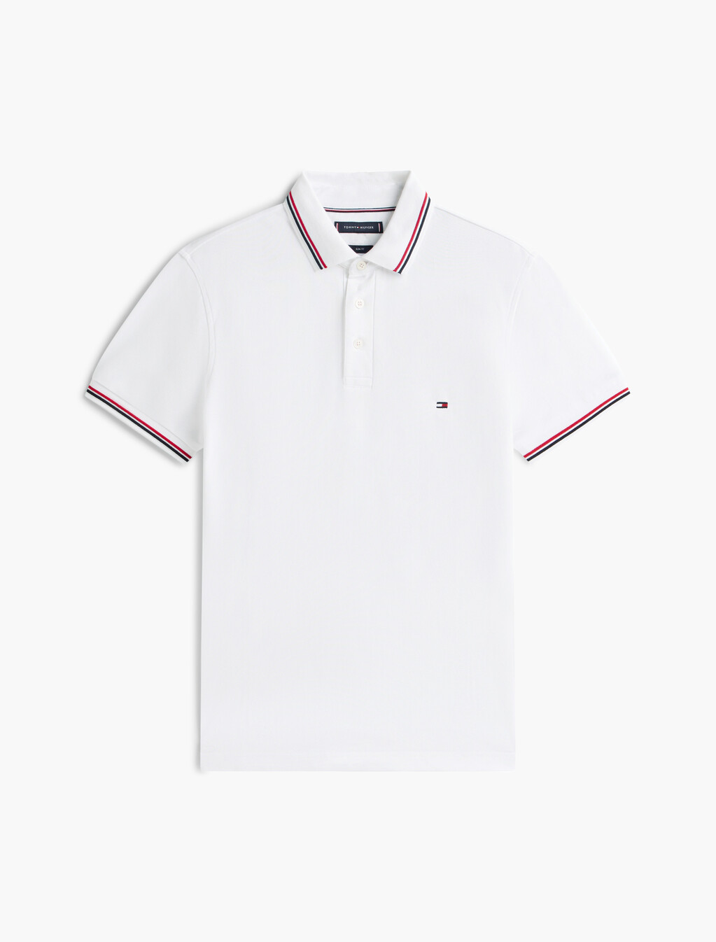 Tipped Slim Polo, White, hi-res